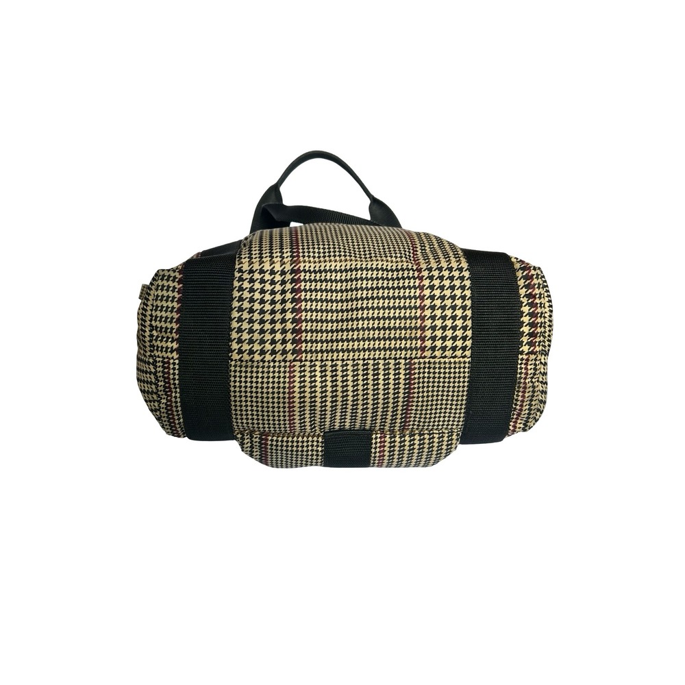 Lauren Ralph Lauren Houndstooth Nylon Tote Bag Tan Black Red Buckle Shoulder Bag - Picture 3 of 9